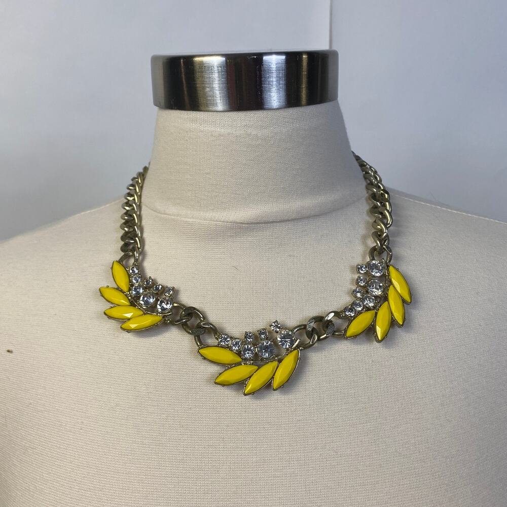 PARK LANE Ablaze Yellow & Metal Statement Necklace Chain Adjustable Rhinestones